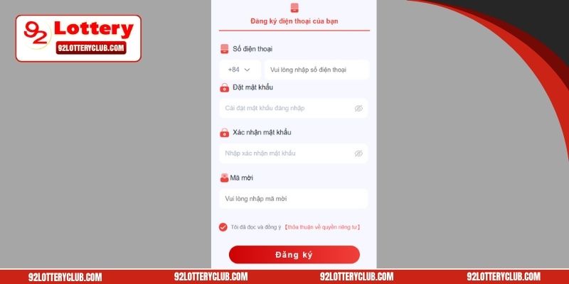 Hướng dẫn quy trình đăng ký 92lottery dễ dàng